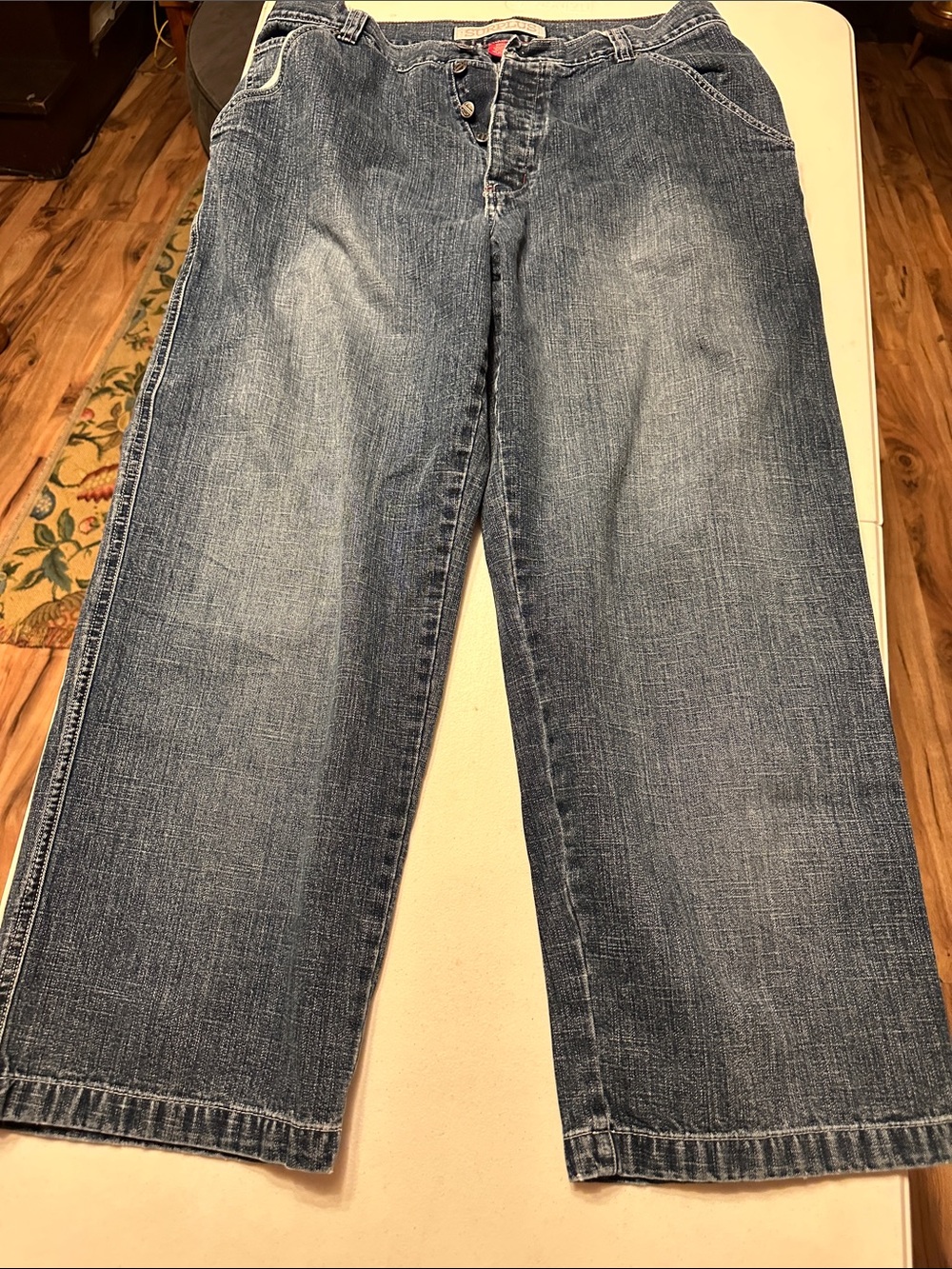 Relaxed Wide Leg Blue Denim Jeans